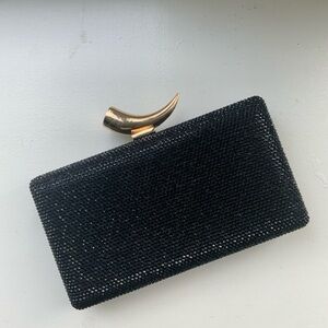 Elegant Black Clutch with Gold Accent